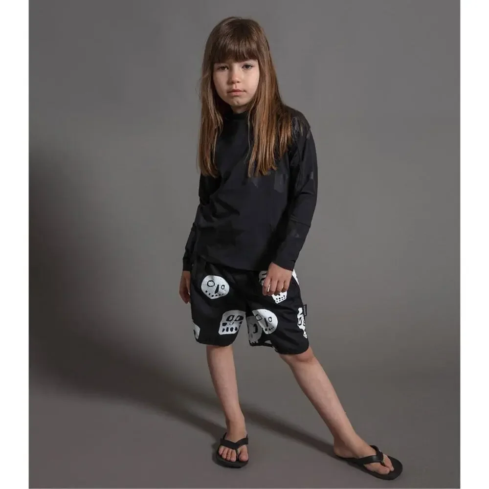 Nununu boys black star print rashguard long sleeve 12-14 yrs